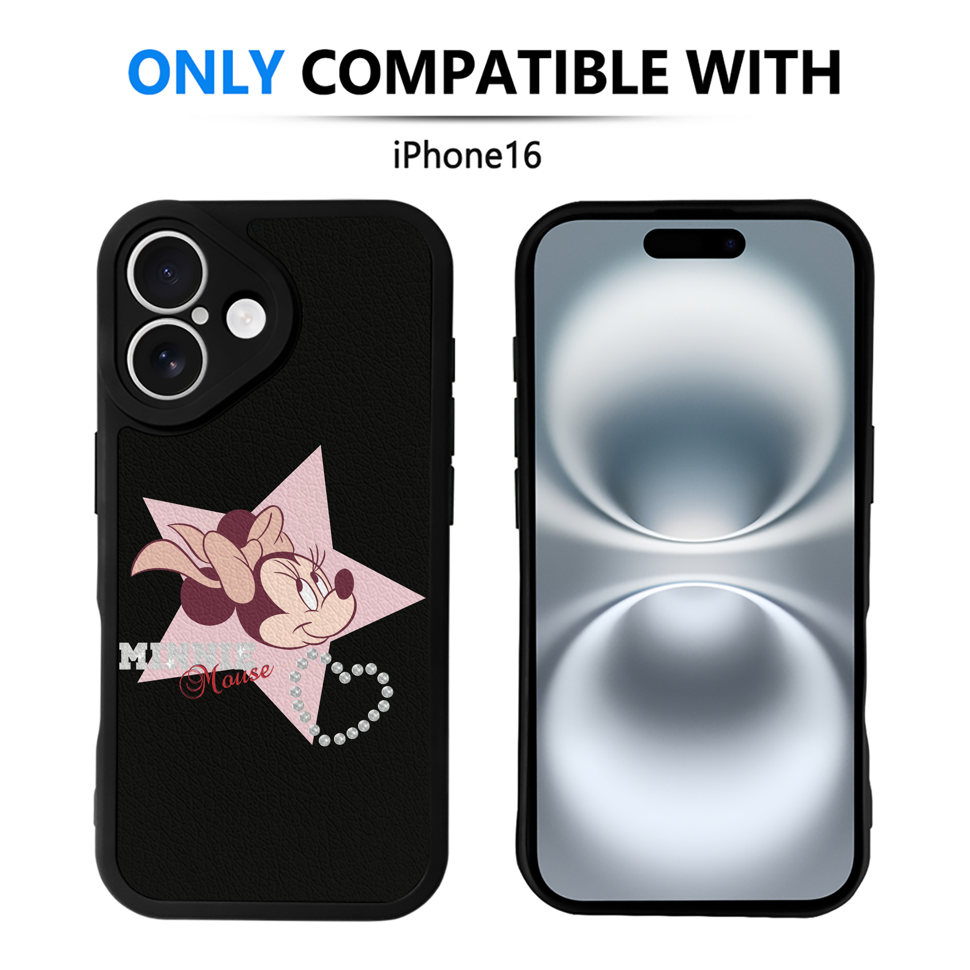 （画像用） ミッキーマウス Mickey Mouse 【iPhone 16シリーズ対応】シリコンスマホケース（レザー調） 材質：シリコン